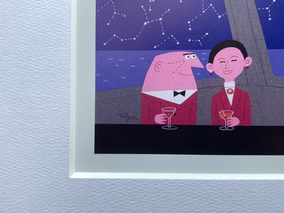 □柳原良平 アンクルトリス『三日月の夜に』 A4サイズ 額入り 貴重